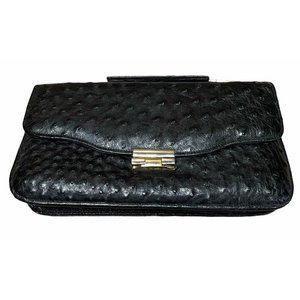 Vintage Fiorenza Genuine Ostrich Handbag Purse‎ Bla